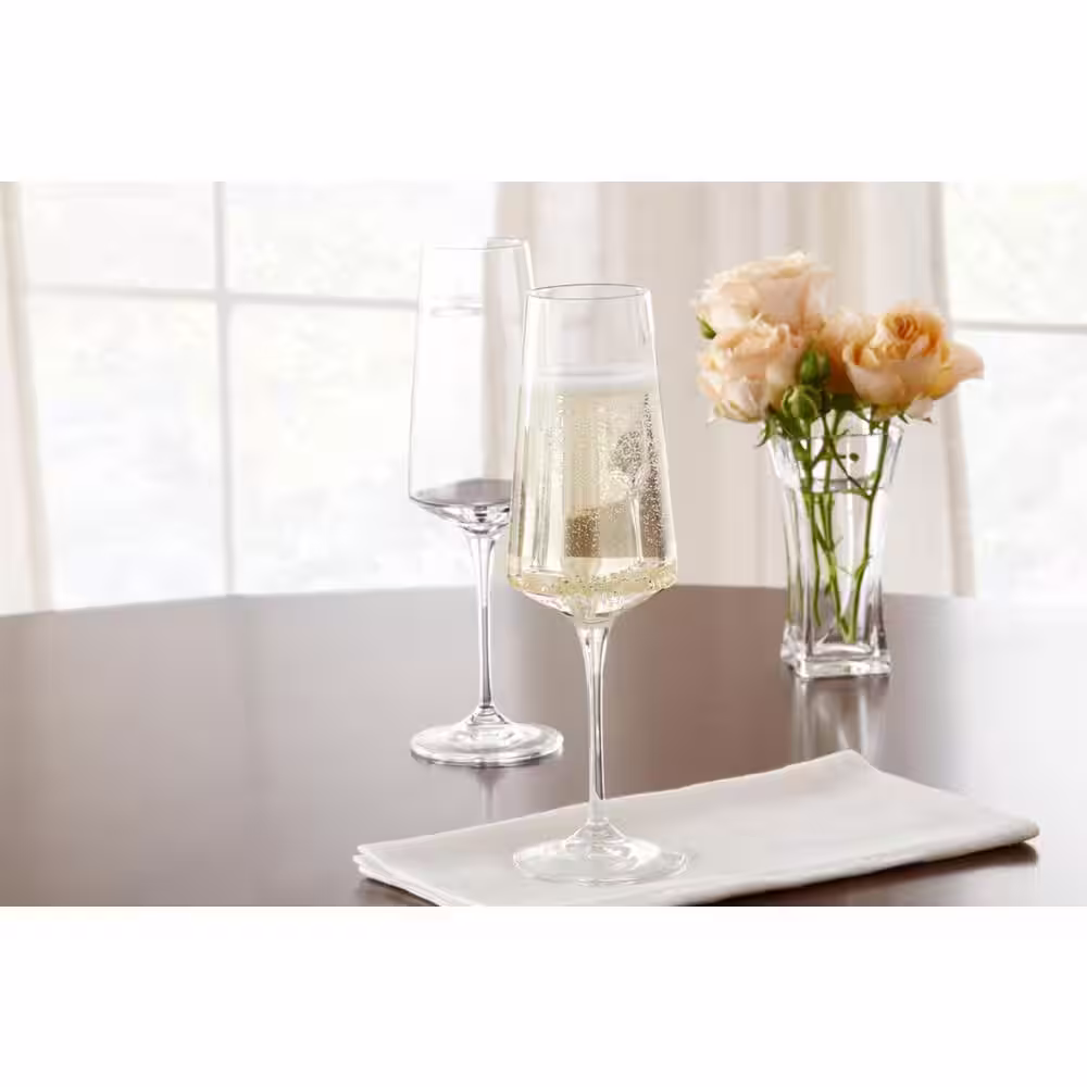 Home Decorators Collection Genoa 12 oz. Lead-Free Crystal Champagne Flutes (Set of 4)
