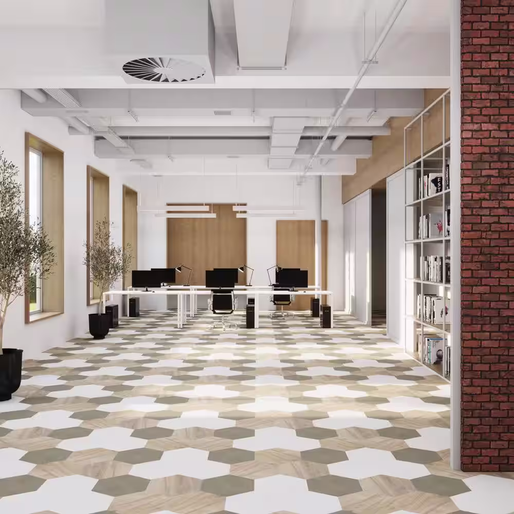 Lucida Surfaces MosaiCore Balsam Poplar 28 MIL x 12 in. W x 10 in. L Glue Down Waterproof Vinyl Tile Flooring (12.3 sqft/case)