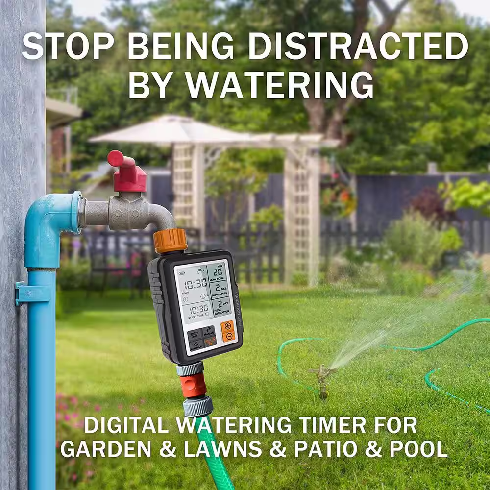 None Programmable Water Timer, Digital Irrigation/Sprinkler Timer for Garden Lawns Pool, Water Hose Timer