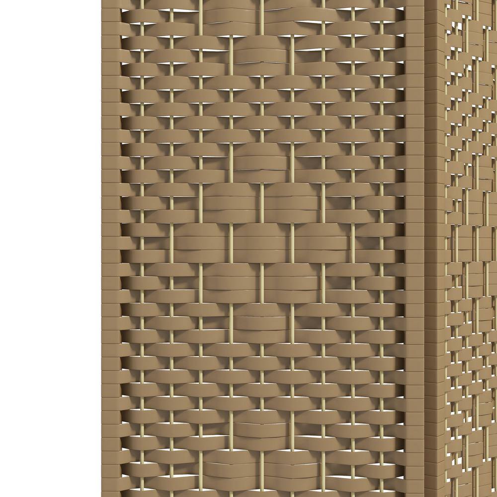 HOMCOM 4-Panel Room Divider, Folding Privacy Screen, 5.6 in. Room Separator, Fiber Freestanding Partition Wall Divider, Natural