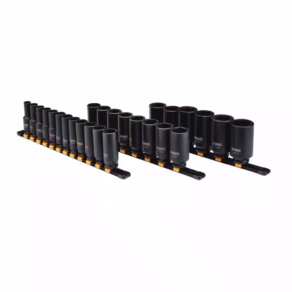 DEWALT 1/2 in. Drive Metric Deep Impact Socket Set (26-Piece)