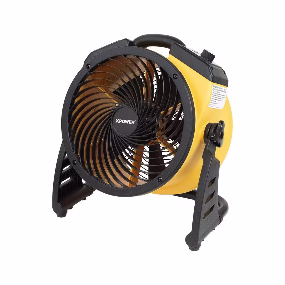 XPOWER 11 in. Variable Speed Cordless Rechargeable Drum Fan with Charging Cable and USB Outlet