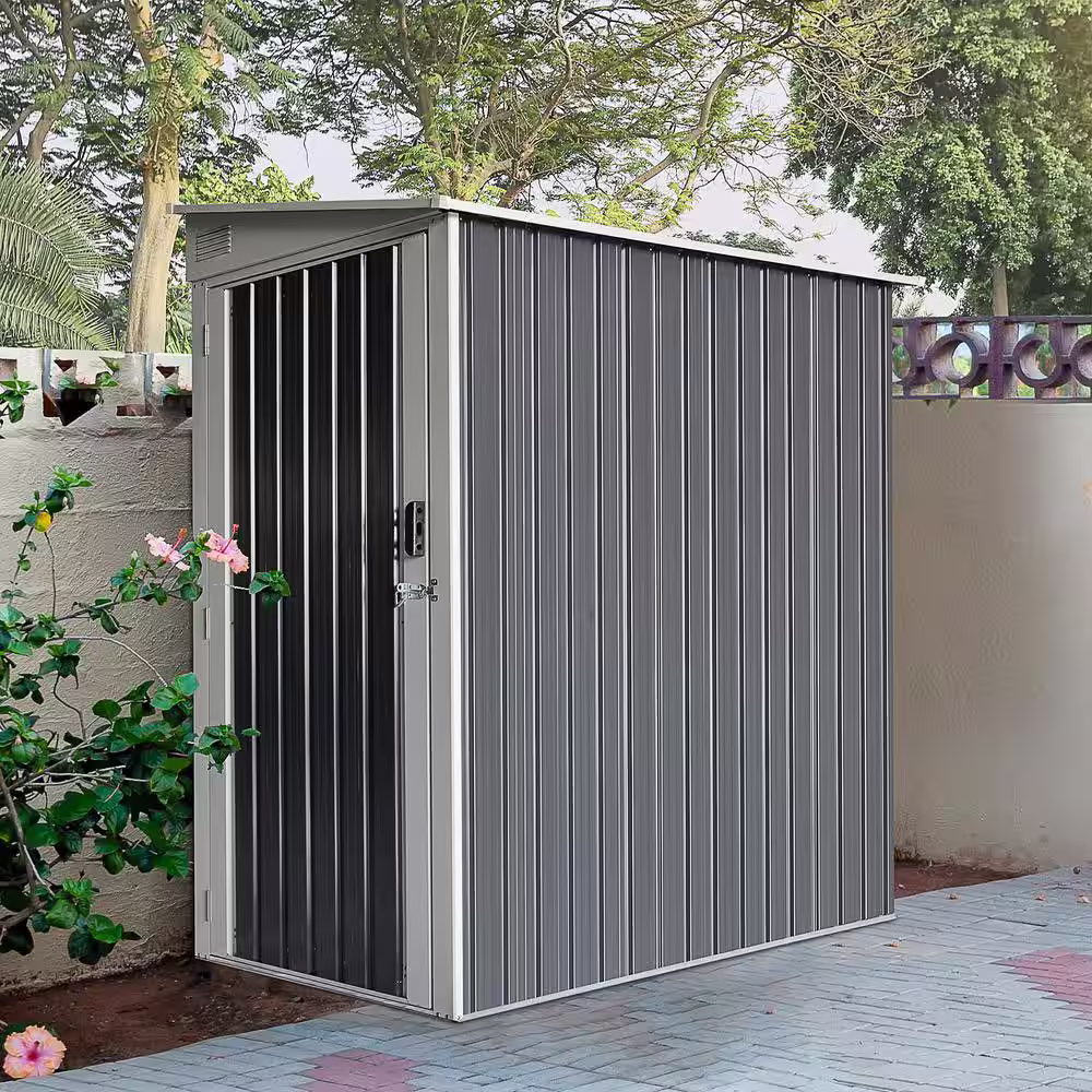 Outsunny 49.5 in. W x 75.5 in. D x 74.75 in. H Black Garden Tool Storage Set with Locking Door and Air Vents