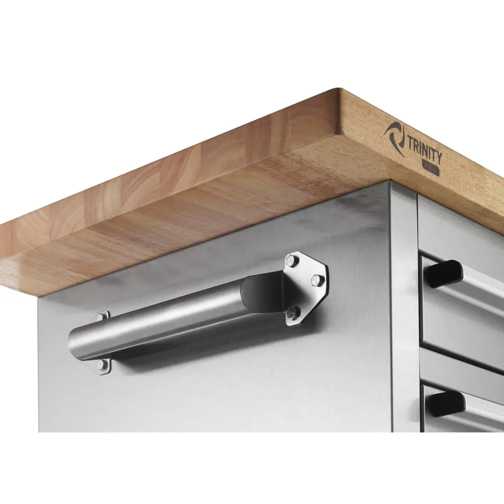 TRINITY PRO 72 in. 9-Drawer Stainless Steel Workbench with Adjustable Top