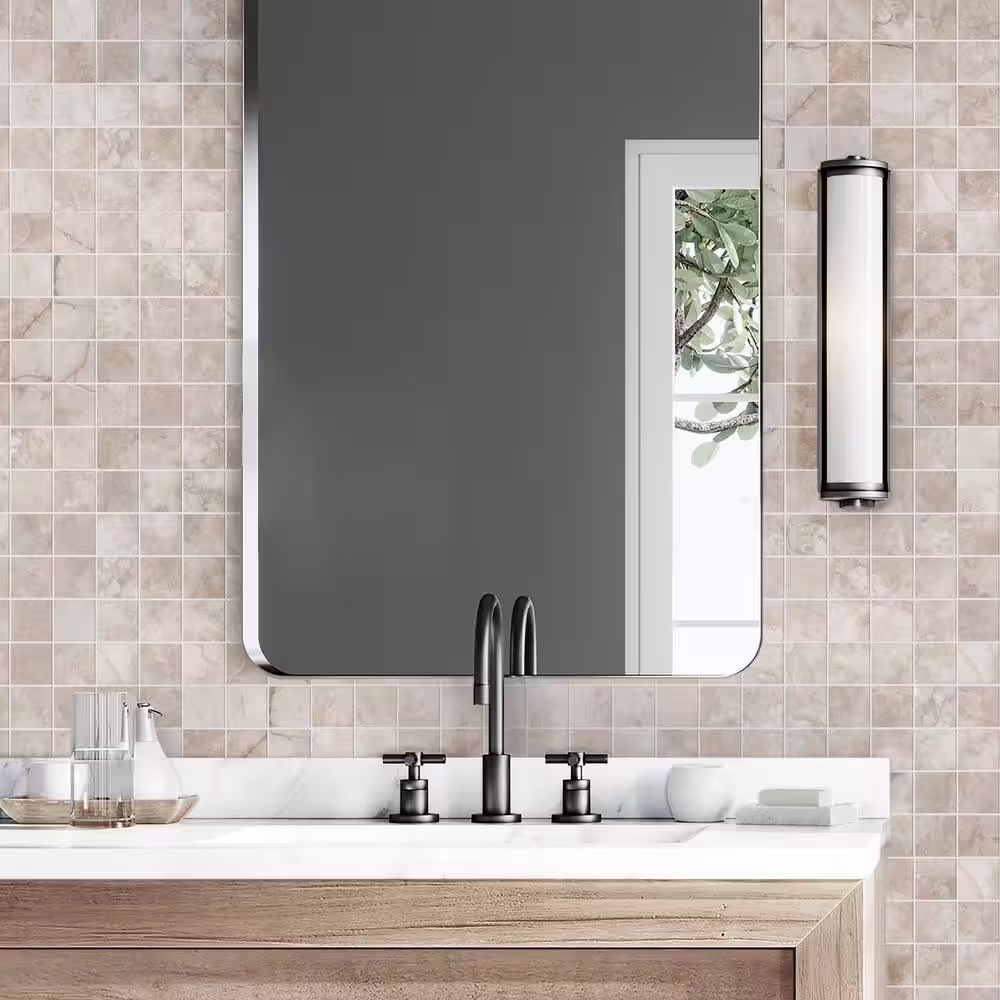 Florida Tile Home Collection Oasis Beige 12 in. x 12 in. Square Matte Porcelain Floor and Wall Mosaic Tile (5 sq. ft./Case)