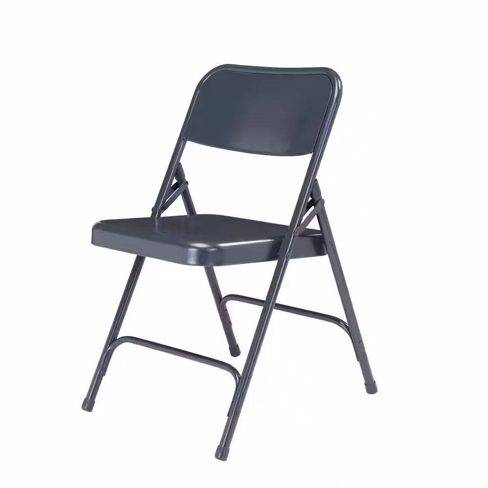National Public Seating 200 Series Blue Premium All-Steel Double Hinge Folding Chair (4-Pack)