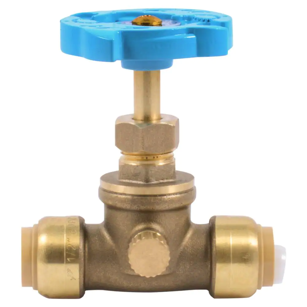 SharkBite 1/2 in. Push-to-Connect Brass Stop Valve with Drain