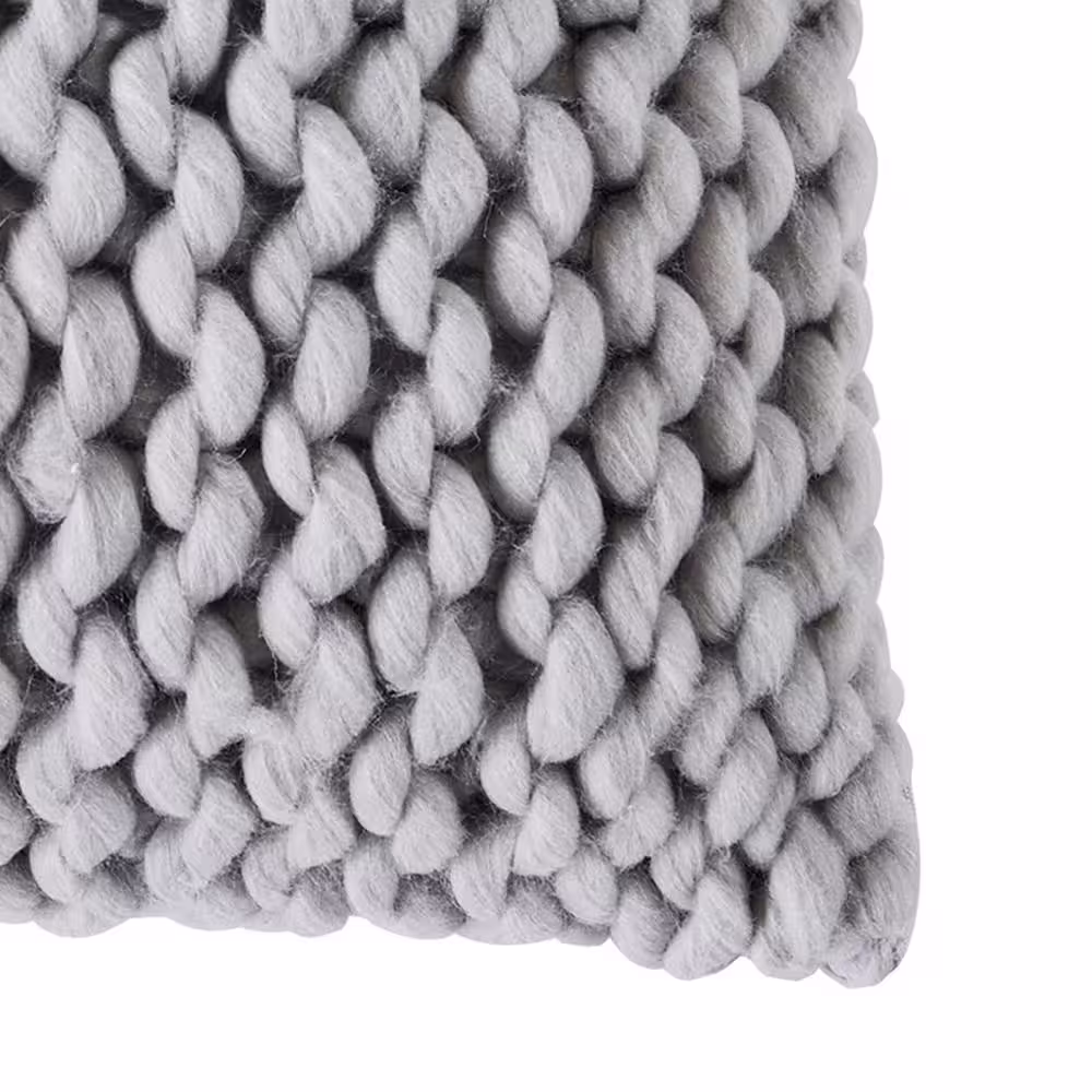 None Macallister Grey Chunky Knit 18 in. x 18 in. Throw Pillow