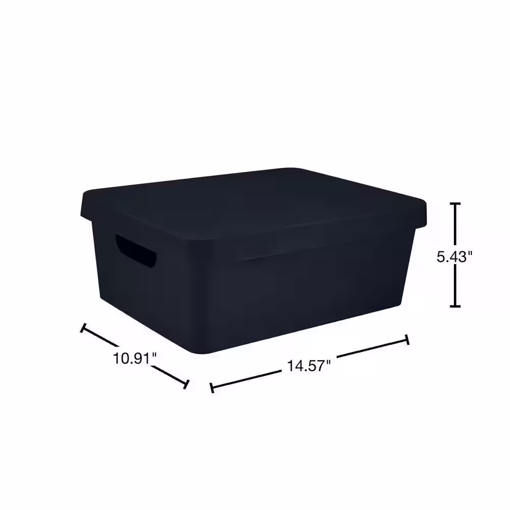SIMPLIFY Medium Vinto 5.43 in. H x 14.57 in. W Storage Box with Lid in Charcoal