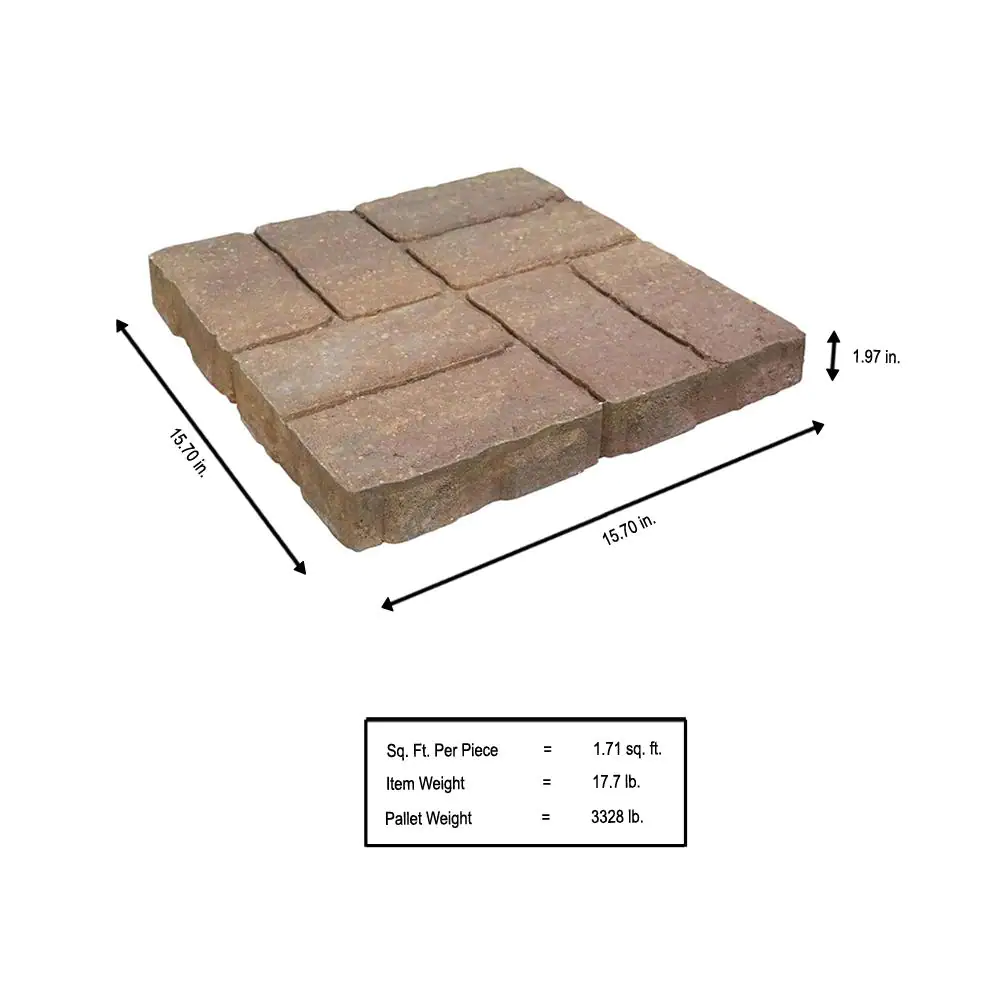 Oldcastle Weathered Brick 15.75 in. x 15.75 in. x 2 in. Tan/Charcoal Concrete Step Stone (84 Pieces / 143 sq. ft. / Pallet)