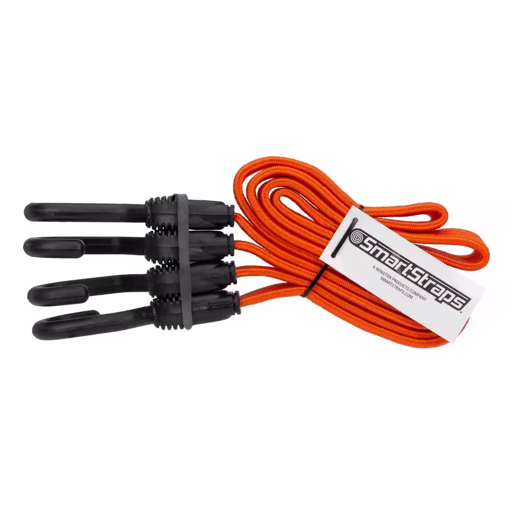 SmartStraps 36 in. Orange Flat Strap Bungee Cord with Hooks  - 2 pack