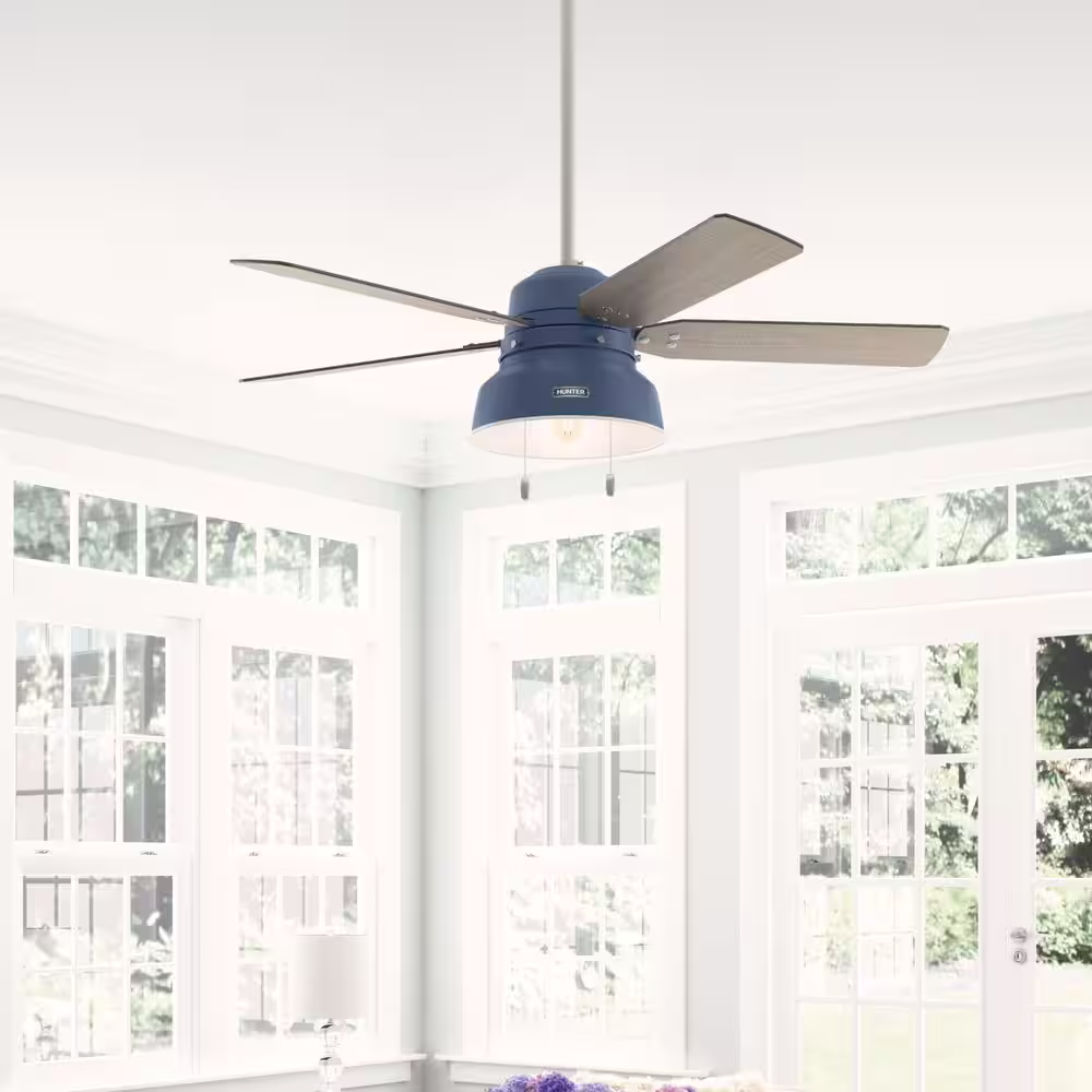 Hunter Mill Valley 52 in. LED Indoor/Outdoor Indigo Blue Ceiling Fan with Light