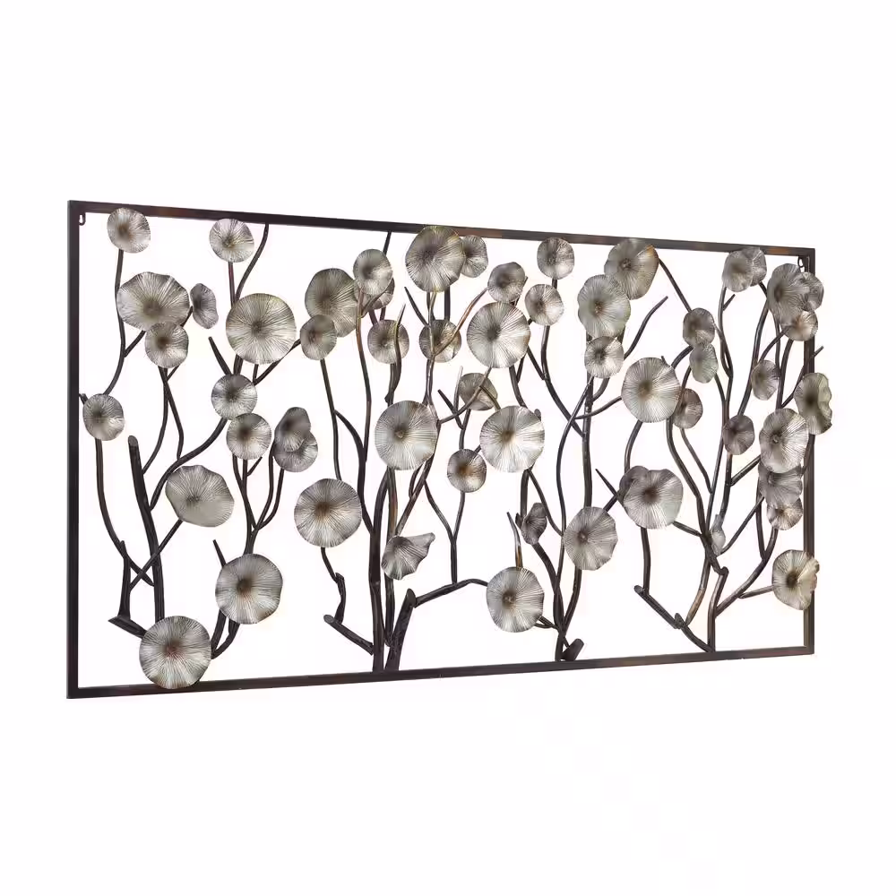 Litton Lane Silver Metal Traditional Floral Wall Decor 40 in. x 72 in.