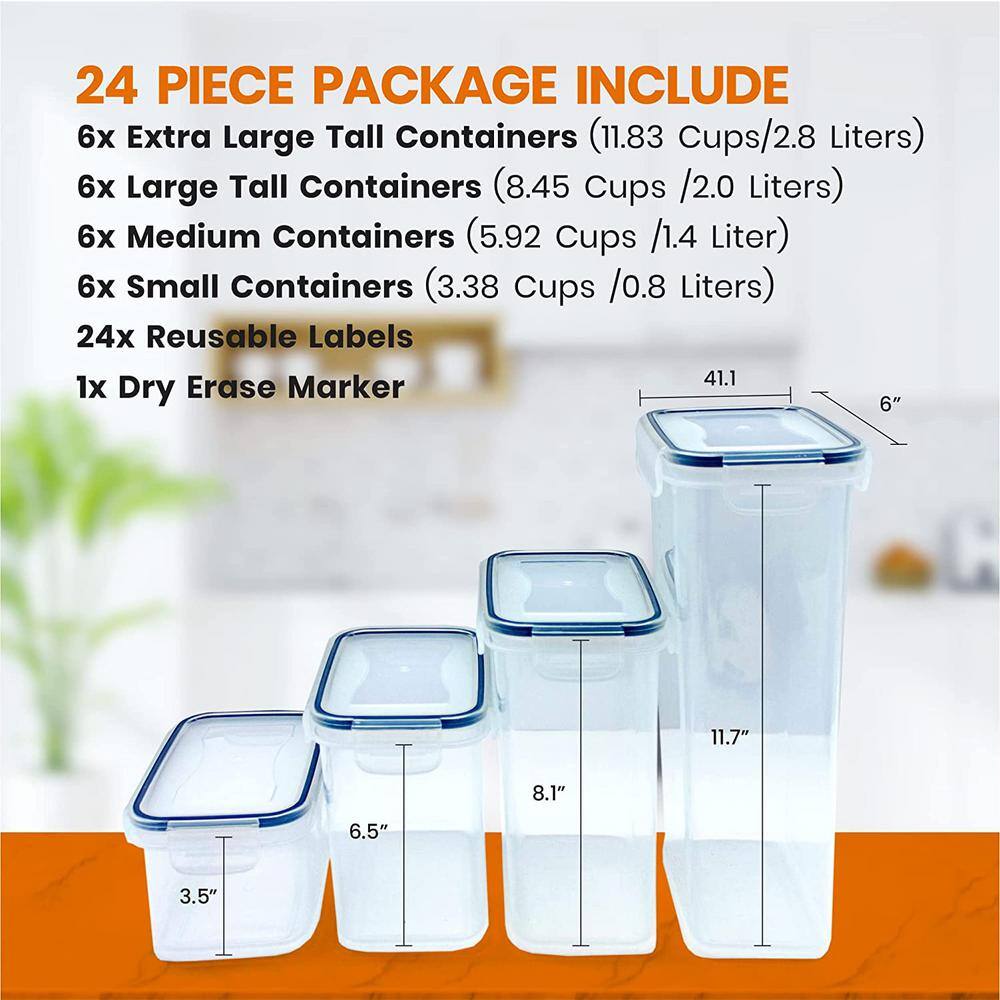 CHEER COLLECTION Set of 24 Airtight Food Storage Plastic Containers