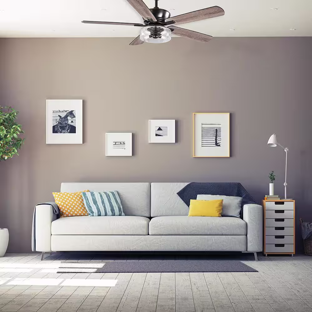 Home Decorators Collection Aberwell 56 in. LED Matte Black Indoor/Outdoor Ceiling Fan with Light Kit and Remote Control