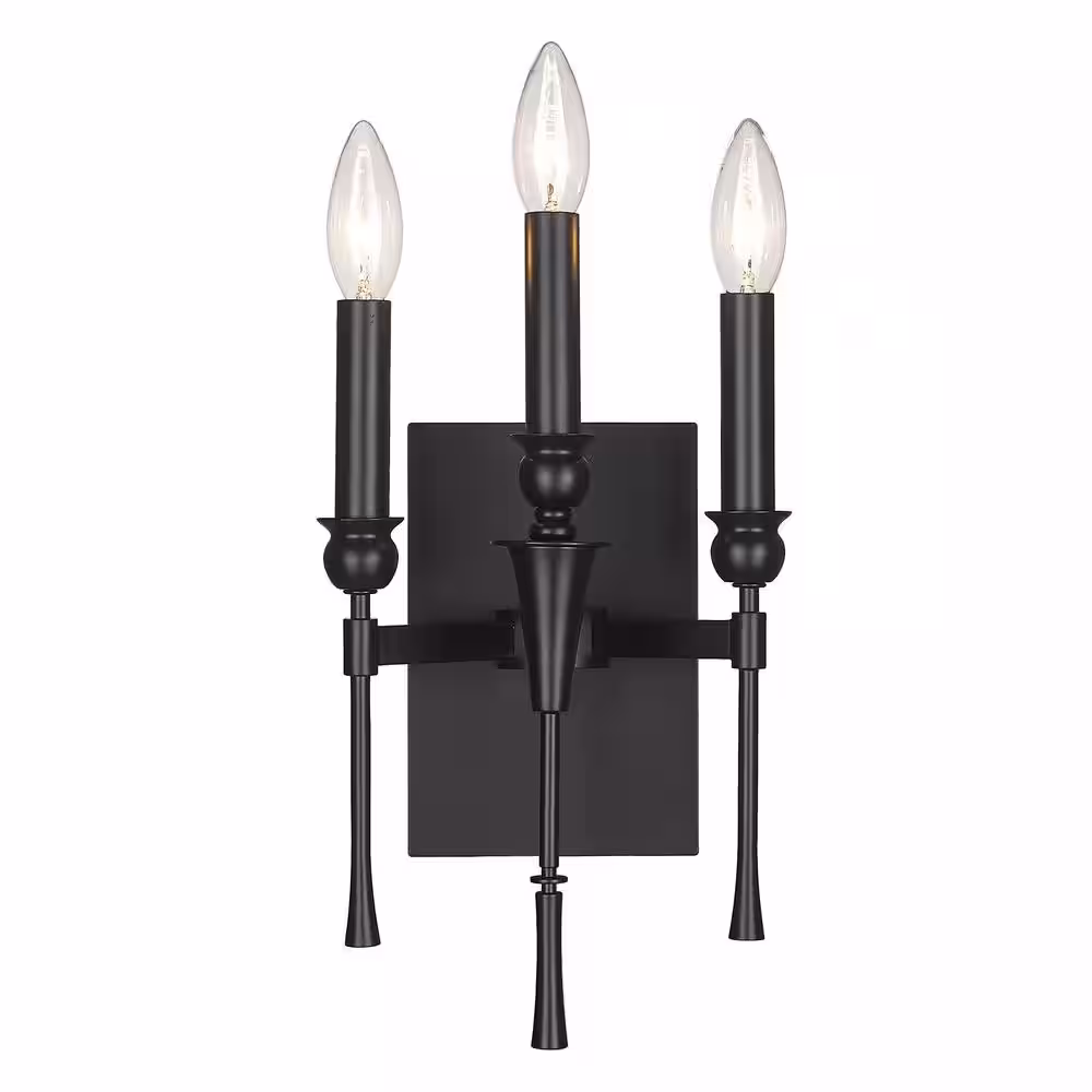 Golden Lighting Landon 3 Light Matte Black Wall Sconce