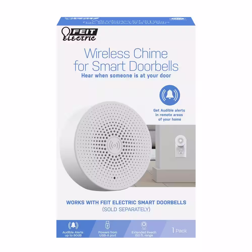 Feit Electric USB-Powered Smart Home Wireless Chime for Smart Doorbell, No Hub Required (3-Pack)