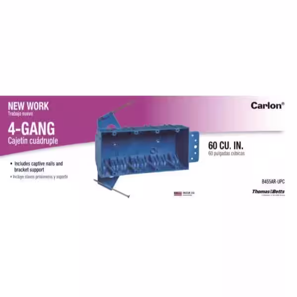 Carlon 4-Gang 60 cu. in. PVC New Work Electrical Switch and Outlet Box