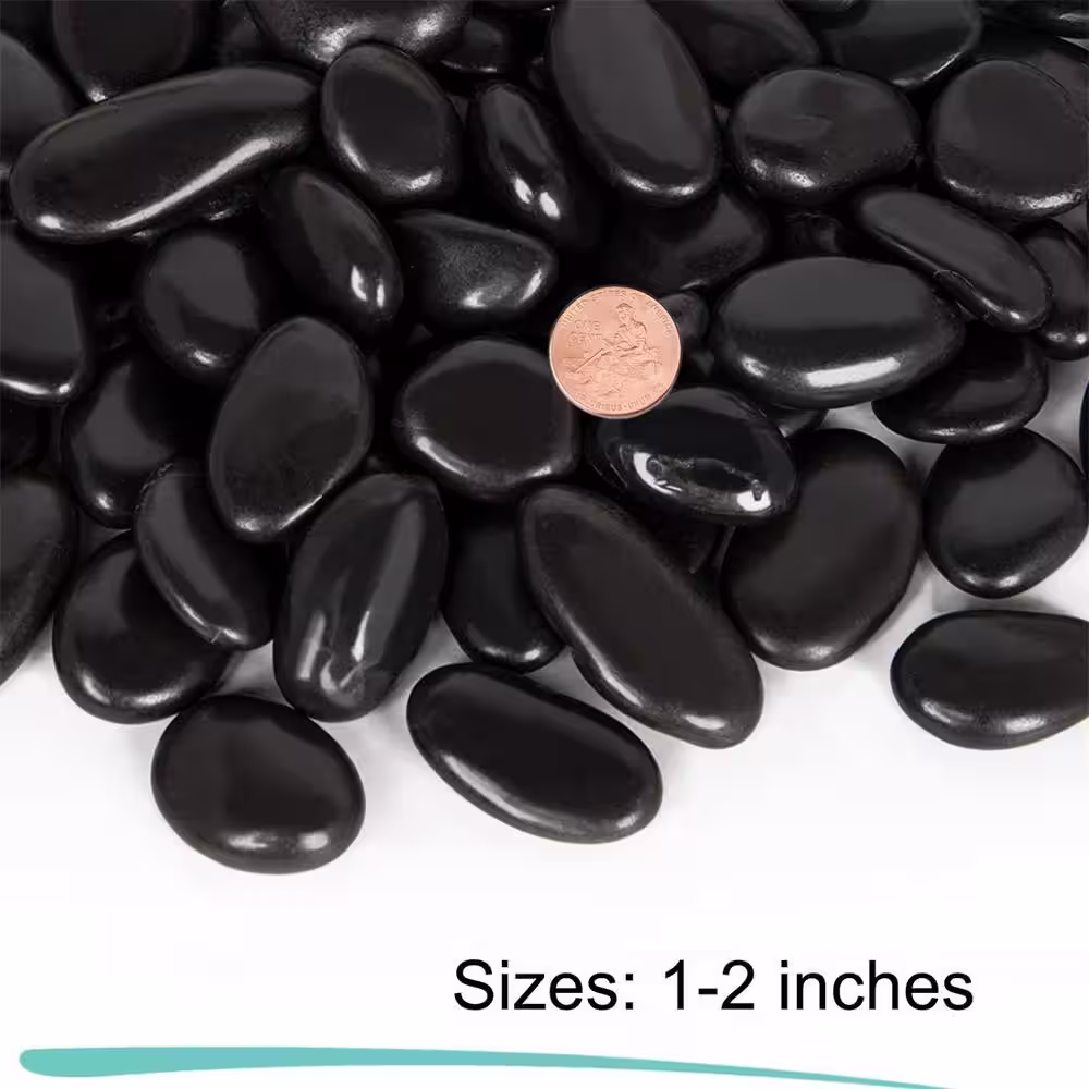 Dyiom 0.12 cu. ft. Black Medium Polished Pebbles 8 lbs. 1-2 in. Landscape Rocks