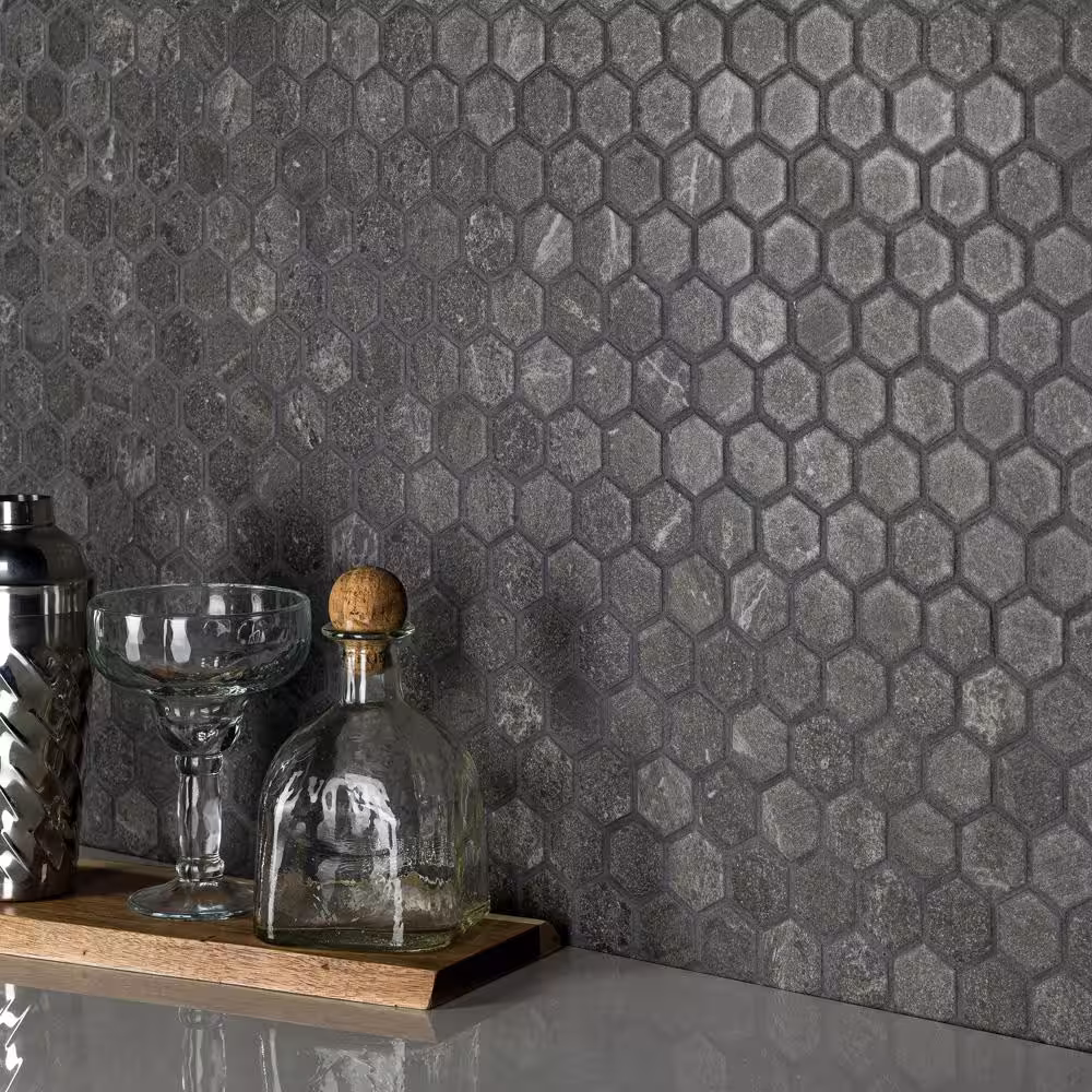 Merola Tile Liverpool Hex Dark Grey 10-3/8 in. x 11-3/8 in. Ceramic Mosaic Tile (0.84 sq. ft./Each)