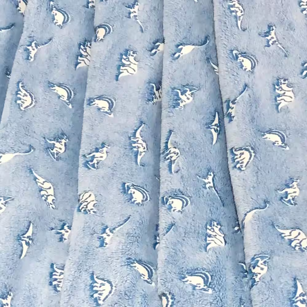 Harper Lane 50x25 Kids Dinosaur Glow in the Dark Hooded Throw, Blue
