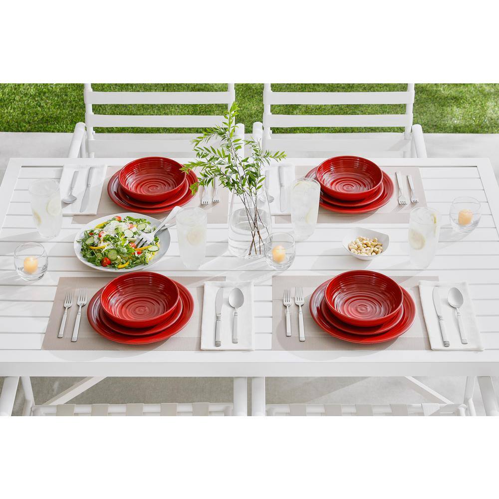 StyleWell Taryn Melamine Dinner Bowls in Ribbed Chili Red (Set of 6)