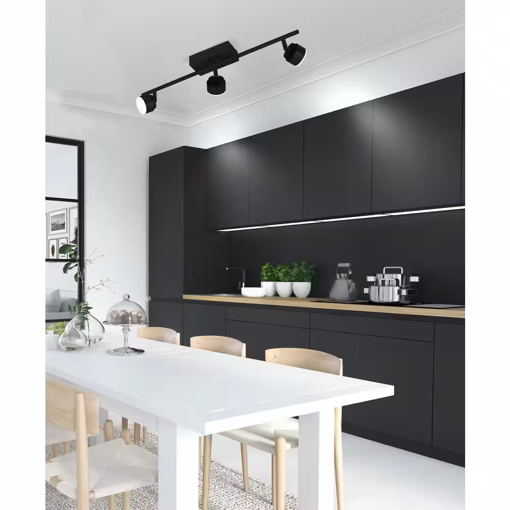 Eglo Armento 1 ft. 3-Light Black Integrated LED Fixed Track Lighting Kit