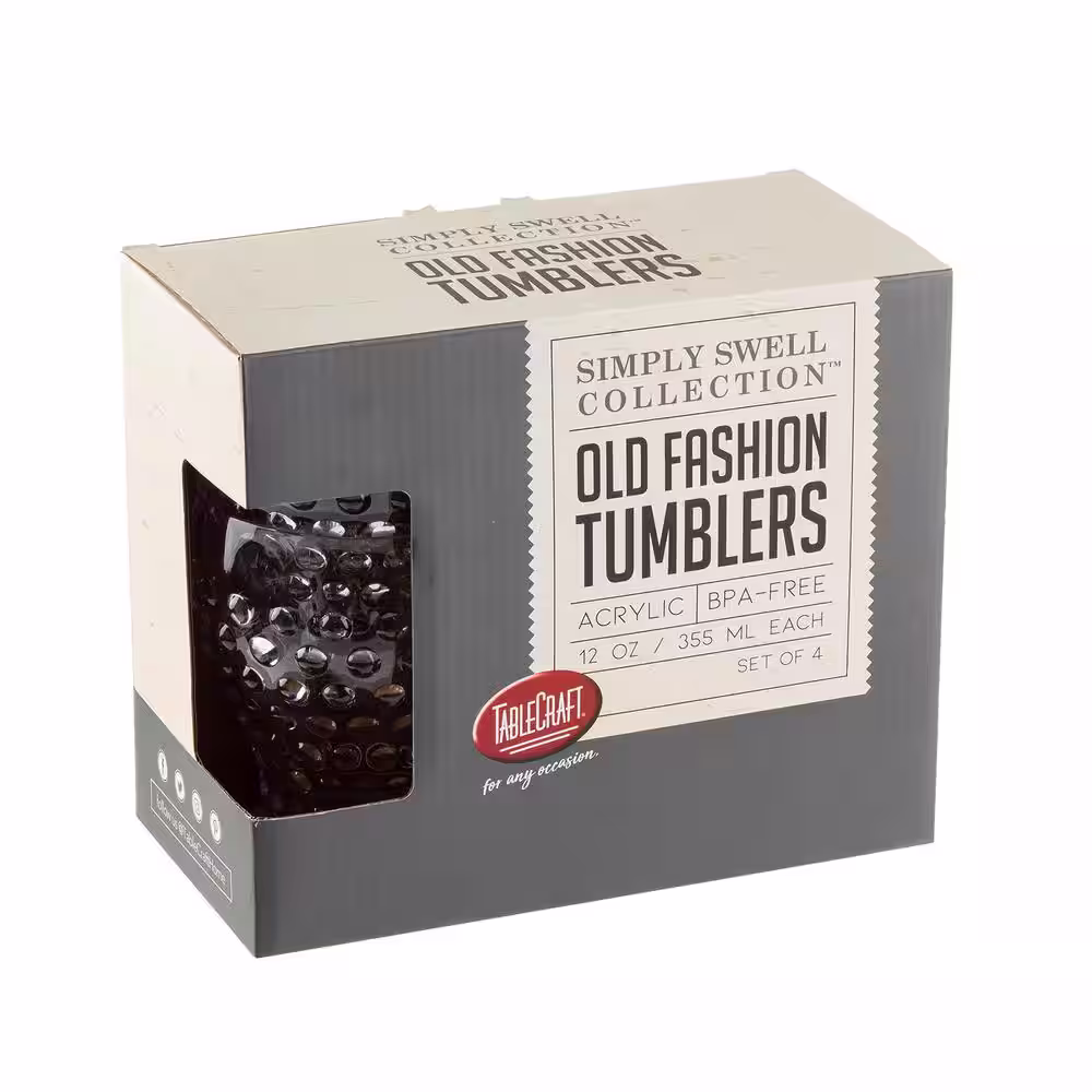 TableCraft Simply Swell Collection 12 oz. Styrene Acrylonitrile Plastic Old Fashion Tumbler (Set of 4) (6-Pack)