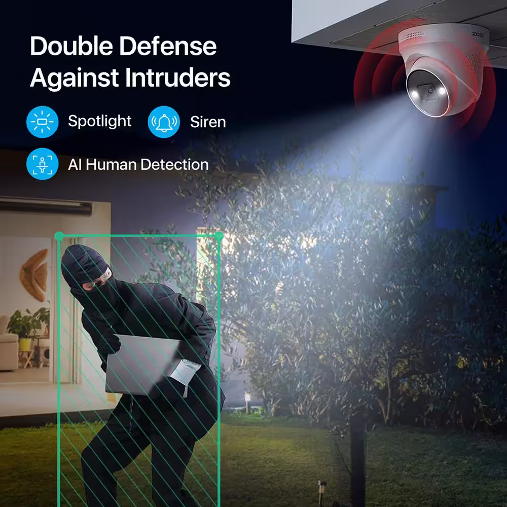 ZOSI 4K Ultra HD 16-Channel 8MP POE 4TB NVR Security Camera System with 16 Wired Spotlight Cameras, 2-Way Audio