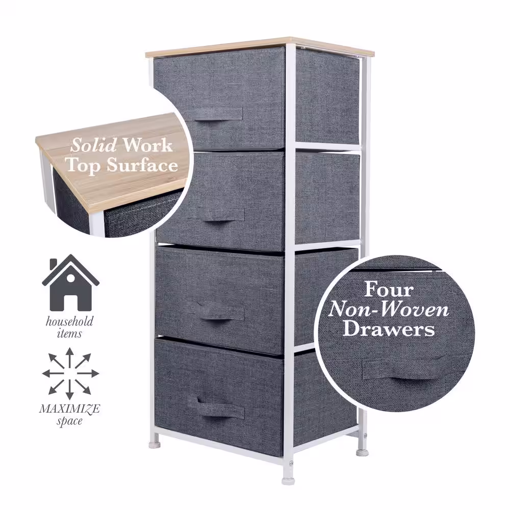 SIMPLIFY 17.7 in. x 11.8 in. x 37.4 in. 4-Drawer Storage Chest in Grey
