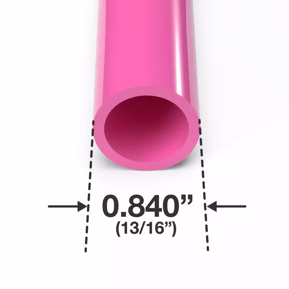 Formufit 1/2 in. x 5 ft. Furniture Grade Schedule 40 PVC Pipe in Pink, Pressure (2-Pack)