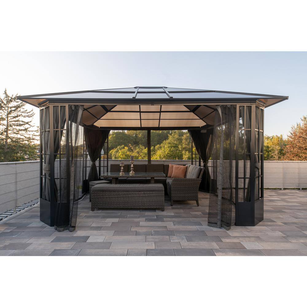 Sojag Savino 12 ft. x 14 ft. Grey Polyester Curtains For Gazebo