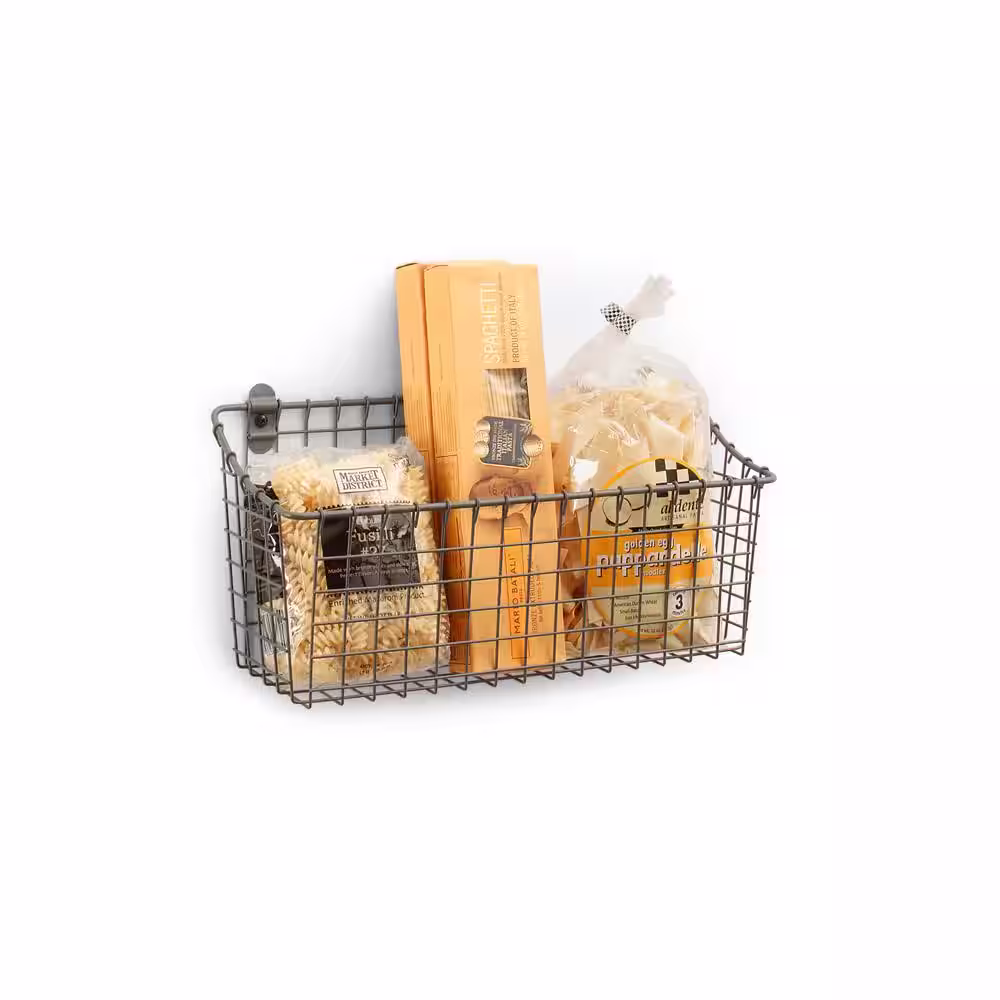Spectrum 7.5 in. H x 15.25 in. W Gray Steel 1-Drawer Wide Mesh Wire Basket