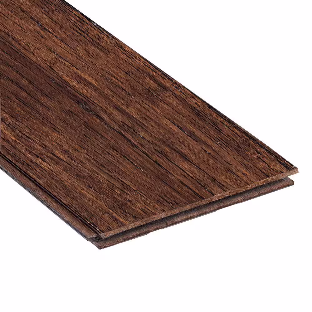 HOMELEGEND Wire Brushed Strand Woven Tobacco 3/8 in. x 3-7/8 in. x 36-1/4 in. Length Solid Bamboo Flooring (23.41 sqft /case)