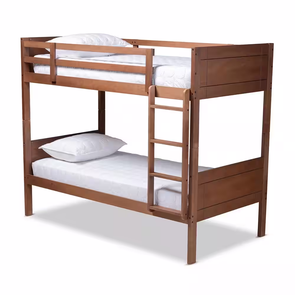 Baxton Studio Elsie Walnut Twin Bunk Bed