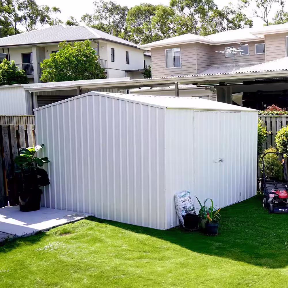 ABSCO Premier 10 ft. W x 10 ft. D Metal Storage Shed in Surfmist with SNAPTiTE assembly system (100 sq. ft.)