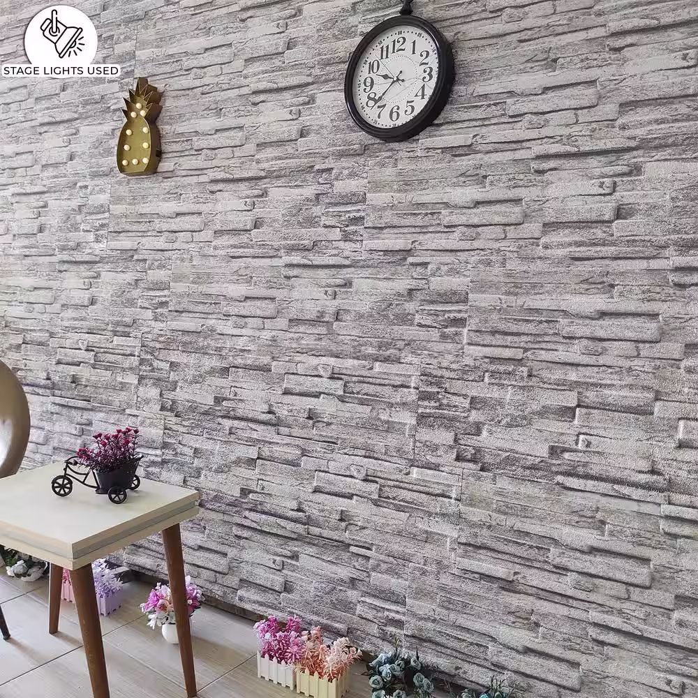 Dundee Deco Falkirk Uffcott 39.4 in. x 9.8 in. Grey Faux Ancient Brick Styrofoam 3D Decorative Wall Panel (14-Pack)