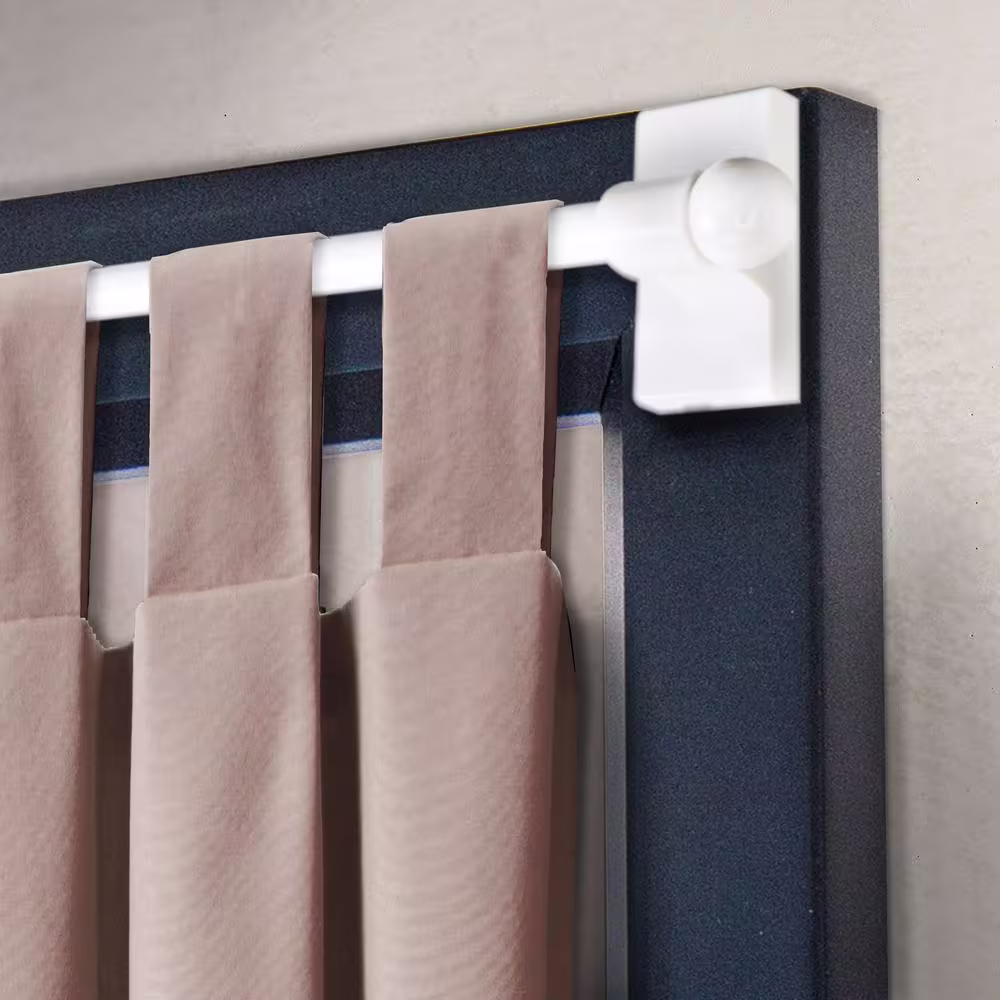 None 28 in. - 48 in. Single Curtain Rod in White with Finial