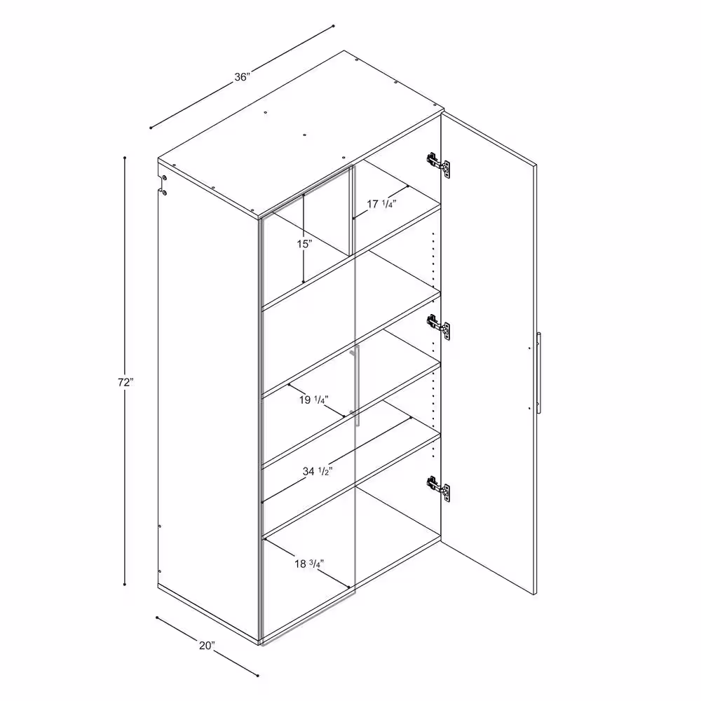 Prepac HangUps 3-Piece Composite Garage Storage System in White (108 in. W x 72 in. H x 20 in. D)
