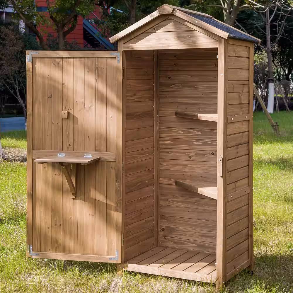 Sungrd 2.1 ft. W x 1.5 ft. D Natural Wood Outdoor Storage Sheds with Waterproof Asphalt Roof (3.15 sq. ft.)