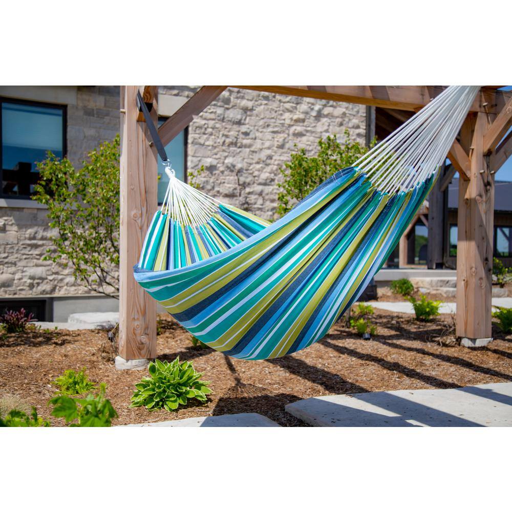 Vivere 12 ft. Brazilian Style Cotton Double Hammock Bed in Multi Color