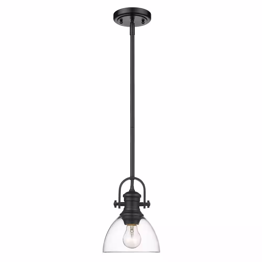 Golden Lighting Hines 1-light Black Mini Pendant Light with Clear Shade