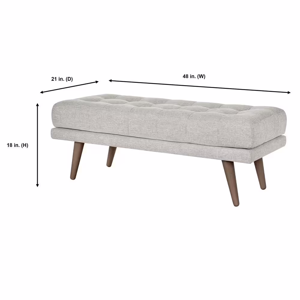 StyleWell Whaverton Dining & Living Upholstered Accent Bench in Stone Gray with Oak Base (48