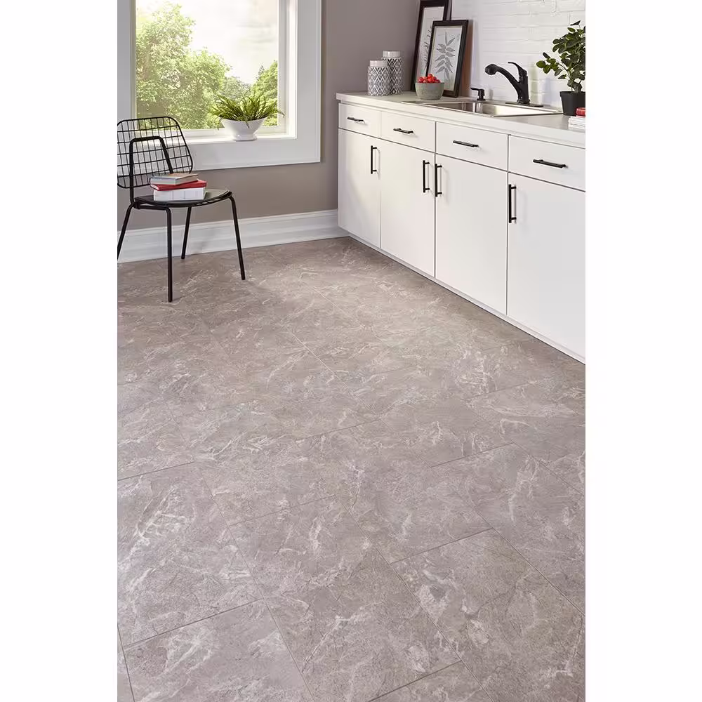 Islander Piazza Travertine 20 MIL x 12 in. W x 24 in. L Click Lock Waterproof Vinyl Tile Flooring (18 sqft/case)