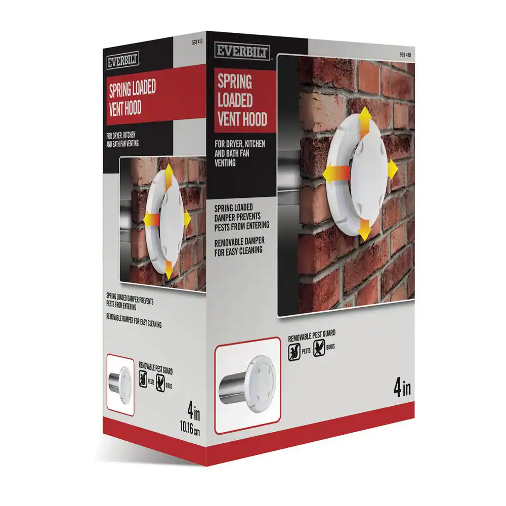 Everbilt 4 in. Spring Loaded Exhaust Hood in White