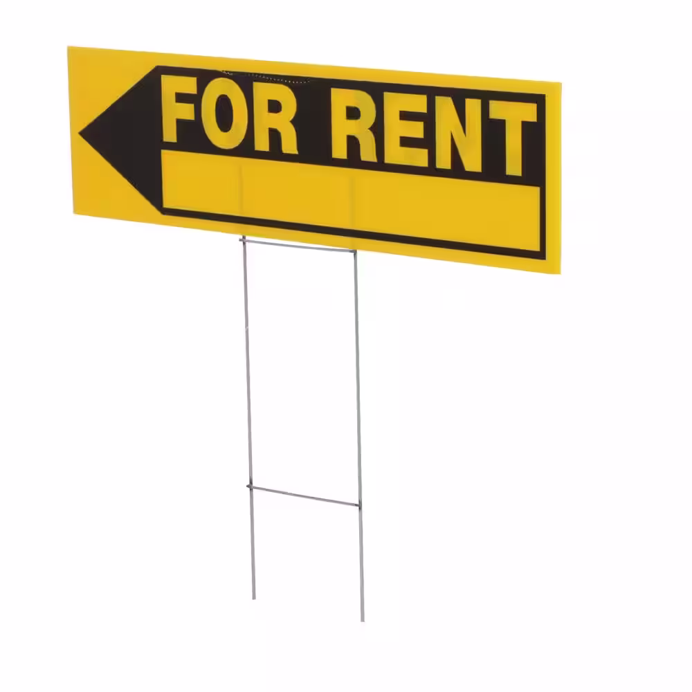 Everbilt 6 in. x 24 in. Plastic for Rent Sign