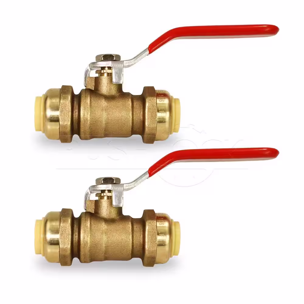 The Plumber's Choice 3/4 in. Full Port pushfit Ball Valve Water Shut Off Push to Connect PEX Copper CPVC Brass (2-Pack)