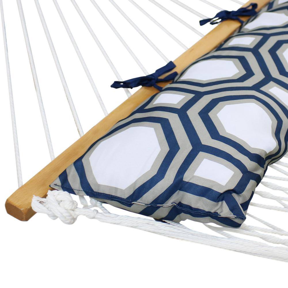Sunnydaze Decor 11 ft. Double Wide 2-Person Polyester Rope Hammock Bed with Pillow and Spreader Bars