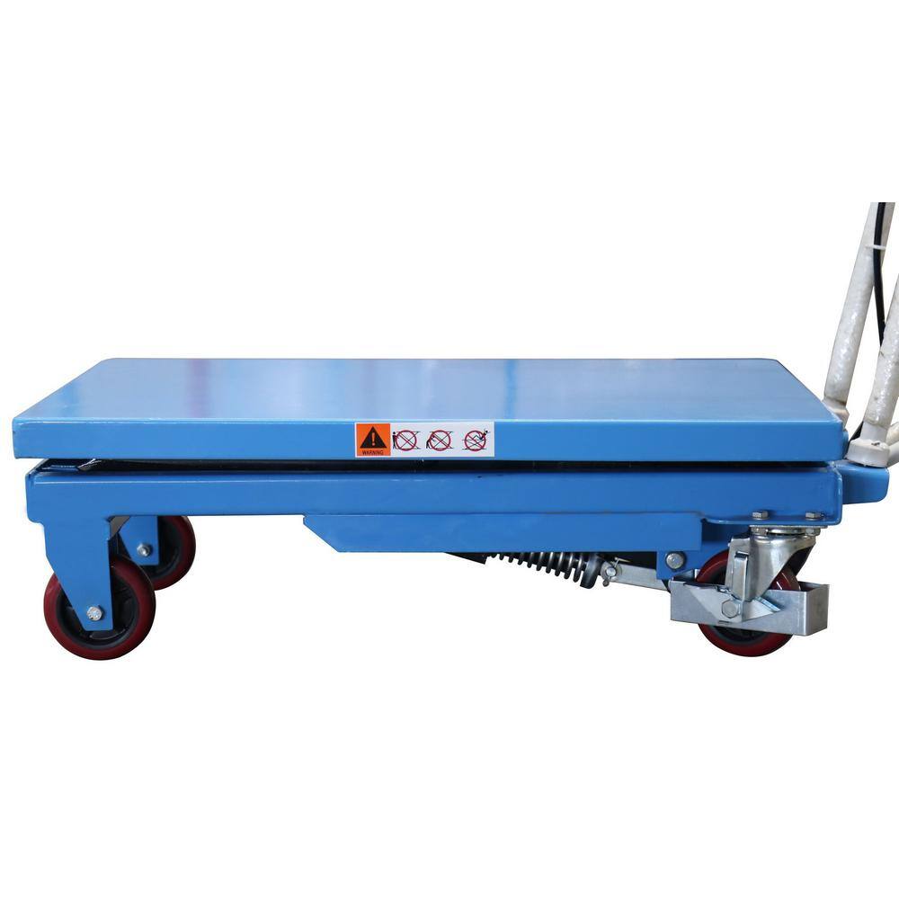 Eoslift Industrial Grade Heavy Duty TA70 Manual Scissor Lift Table Cart 1543 lbs. Cap., 20.5 in. x 39.7 in. Swivel Rear Casters