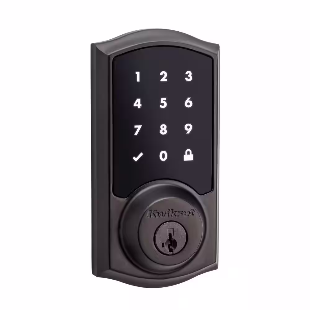 Kwikset SmartCode 915 Touchscreen Venetian Bronze Single Cylinder Keypad Electronic Deadbolt with SmartKey and Tustin Lever